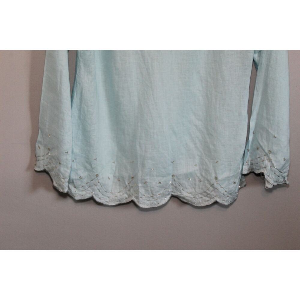 ✨2/$20 Flawed Lilly Pulitzer Linen Beaded Blouse Light Blue Top Small H11153 - Picture 5 of 16